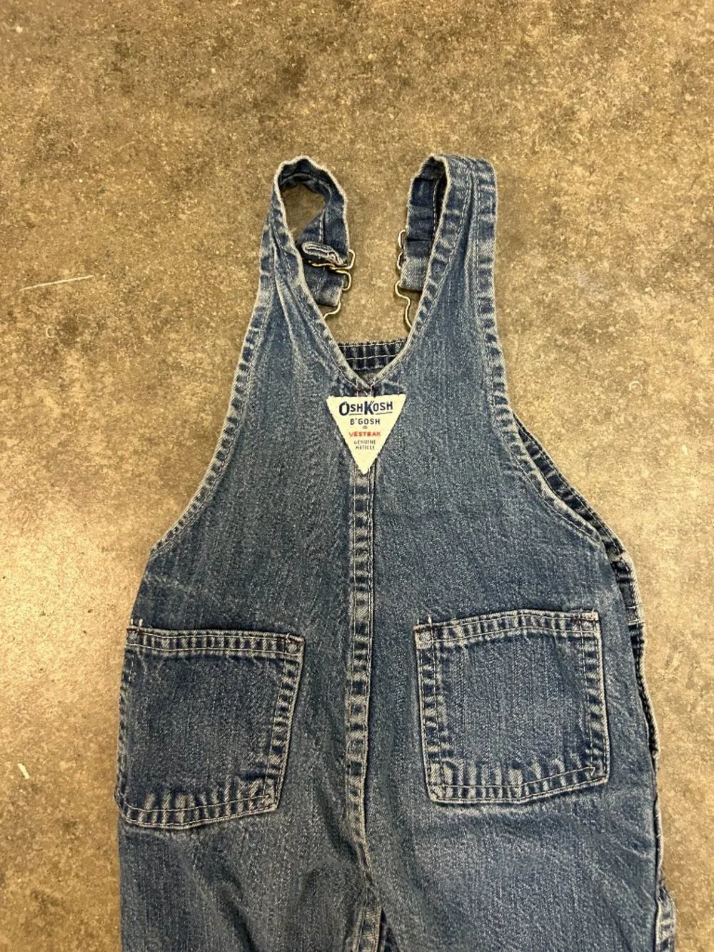 Vintage OshKosh B'Gosh Denim Overalls 12M Made in USA Baby Vestbak
